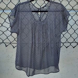 Sheer patterned short sleeve top